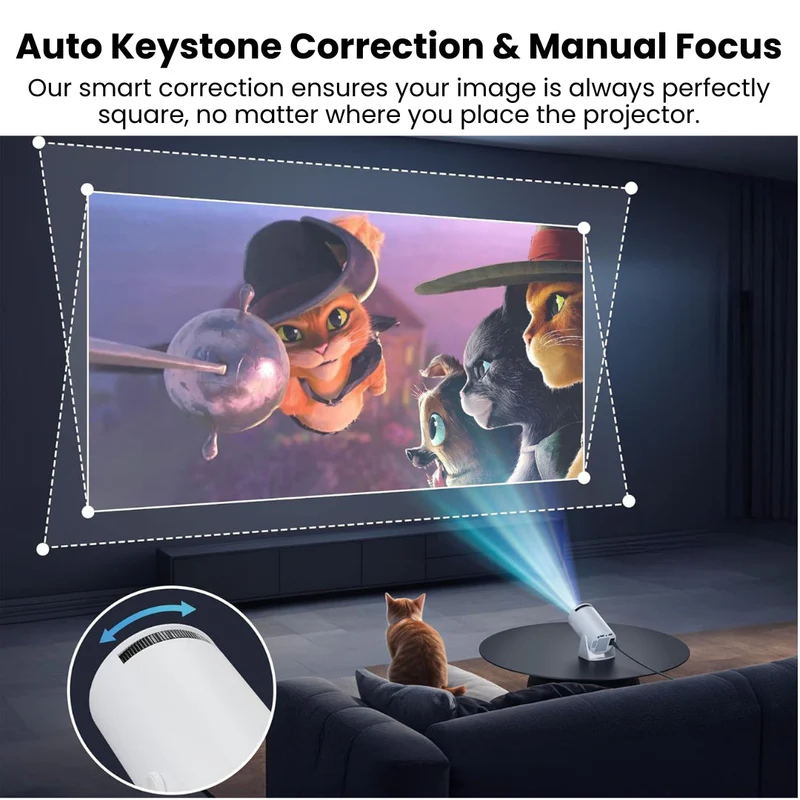 Zenith: Portable WiFi-Enabled HD Smart Projector with 4K Support, Built-in Apps (YouTube, Netflix, Prime), Rotatable Design & 100" Max Display