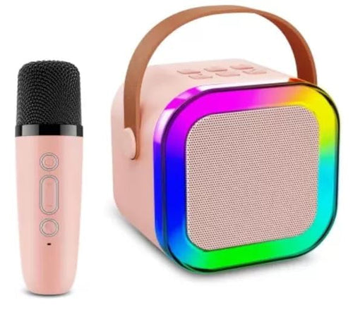 PartyPulse: Karaoke Bluetooth Speaker with Wireless Mic, Dynamic LED Lights & Portable Design for Home, Parties & Travel