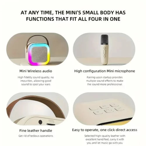 PartyPulse: Karaoke Bluetooth Speaker with Wireless Mic, Dynamic LED Lights & Portable Design for Home, Parties & Travel