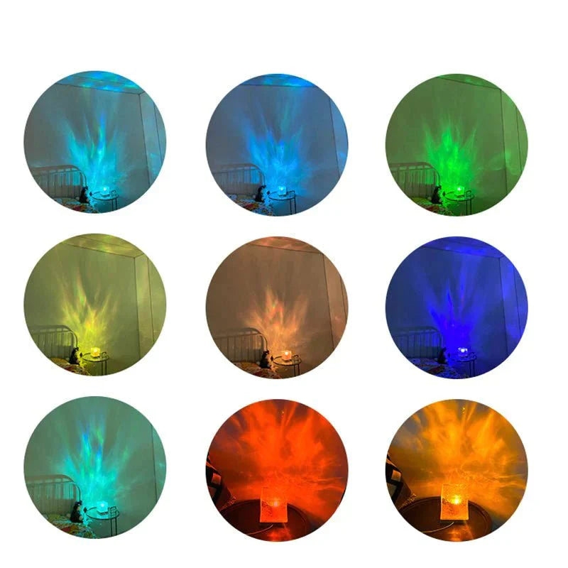 PrismCube: Soothing Ambient Ocean Wave Lamp with 3D Water Effect, 16-Color LED Projection & Remote Control for Relaxing Room Décor